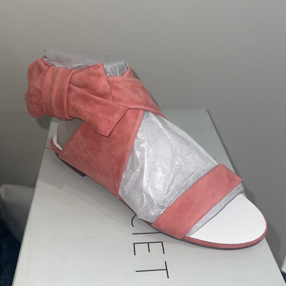 Women’s Coral Sandals Sole Society Suede Bow Sandals Calynda Coral Size 5 NEW - Picture 9 of 10
